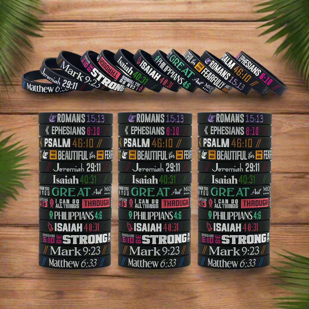 100 / 200 / 300 Bible Verse Wristbands – Grace Revived Bulk Ministry Pack