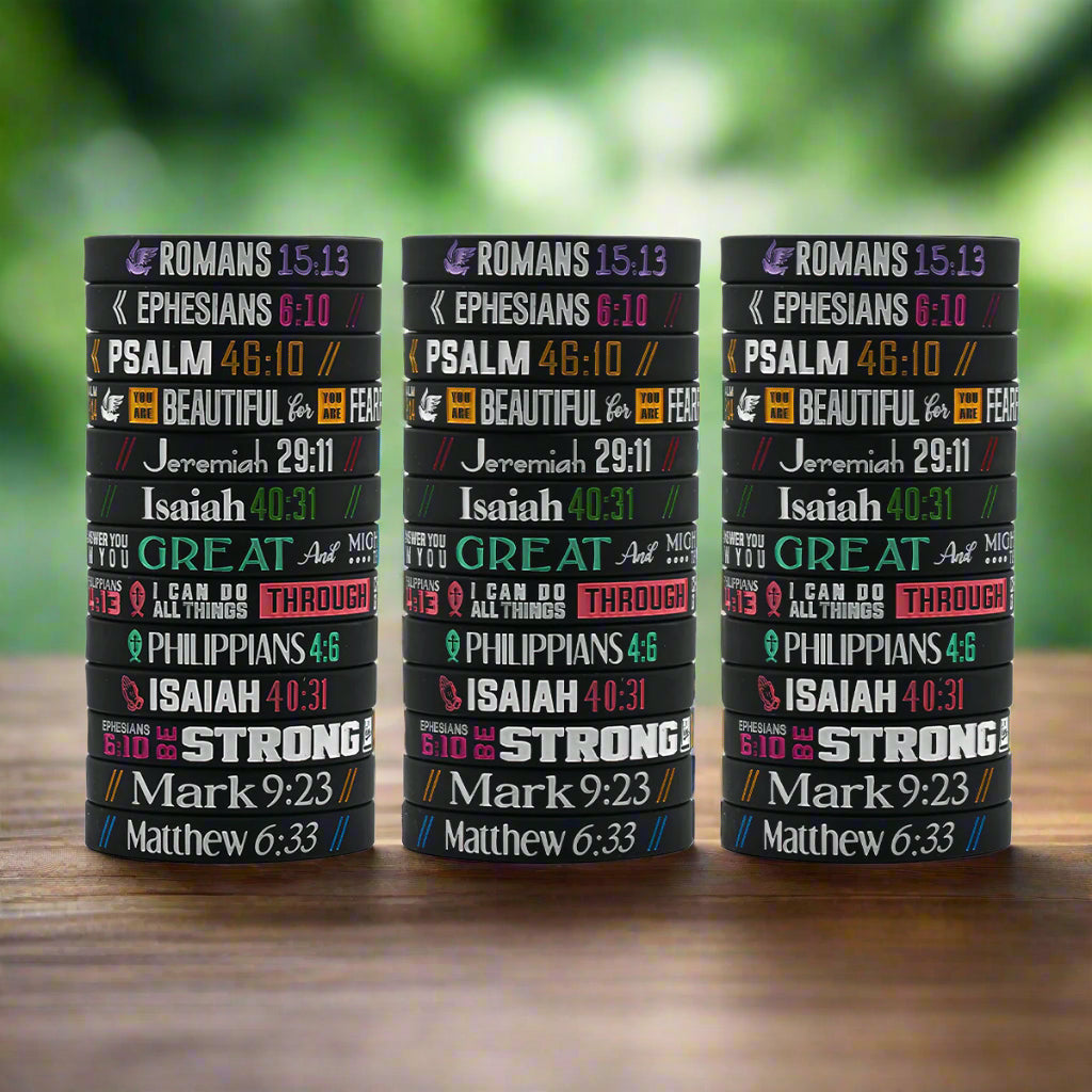 100 / 200 / 300 Bible Verse Wristbands – Grace Revived Bulk Ministry Pack