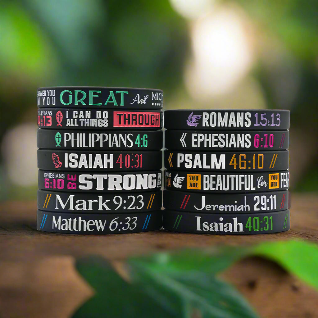 100 / 200 / 300 Bible Verse Wristbands – Grace Revived Bulk Ministry Pack