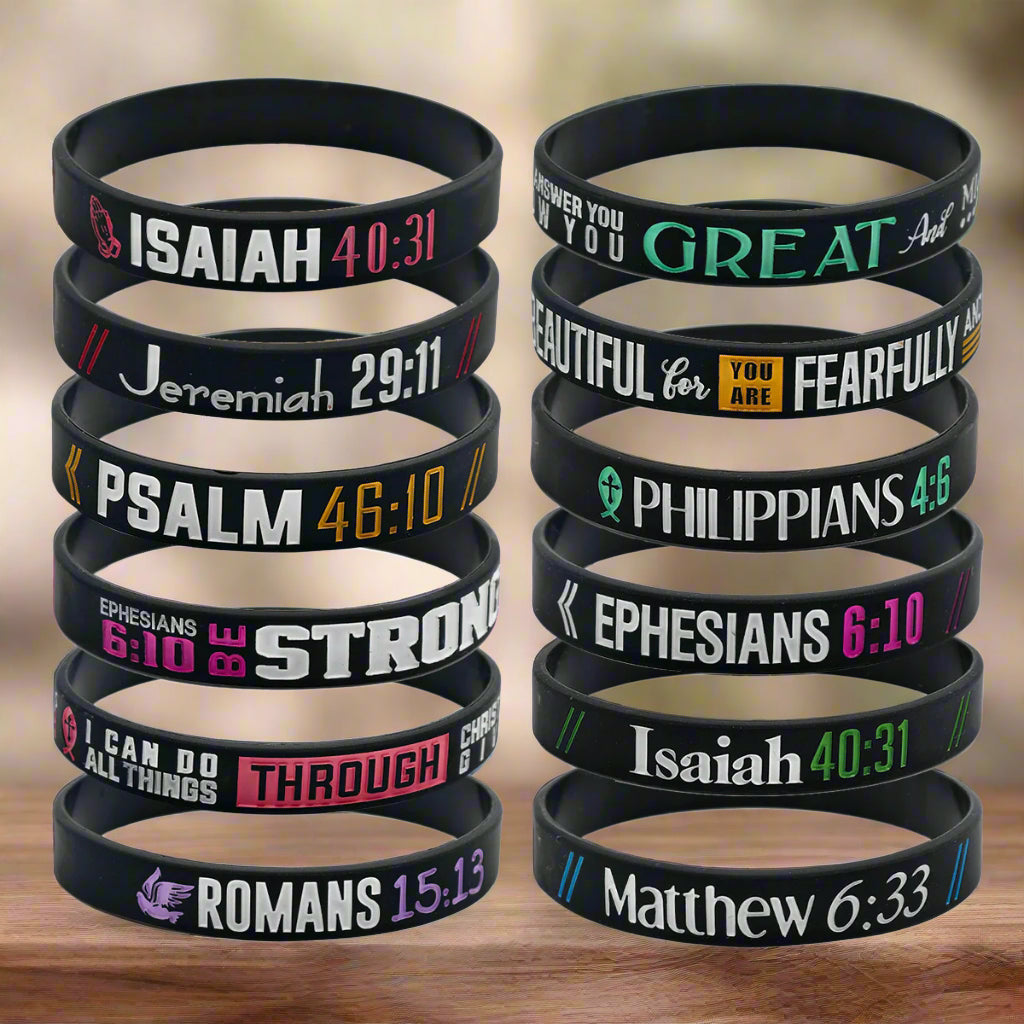 100 / 200 / 300 Bible Verse Wristbands – Grace Revived Bulk Ministry Pack