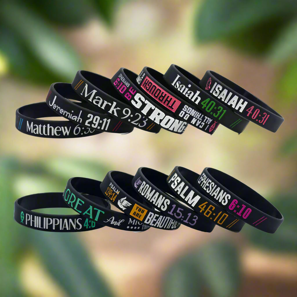 100 / 200 / 300 Bible Verse Wristbands – Grace Revived Bulk Ministry Pack