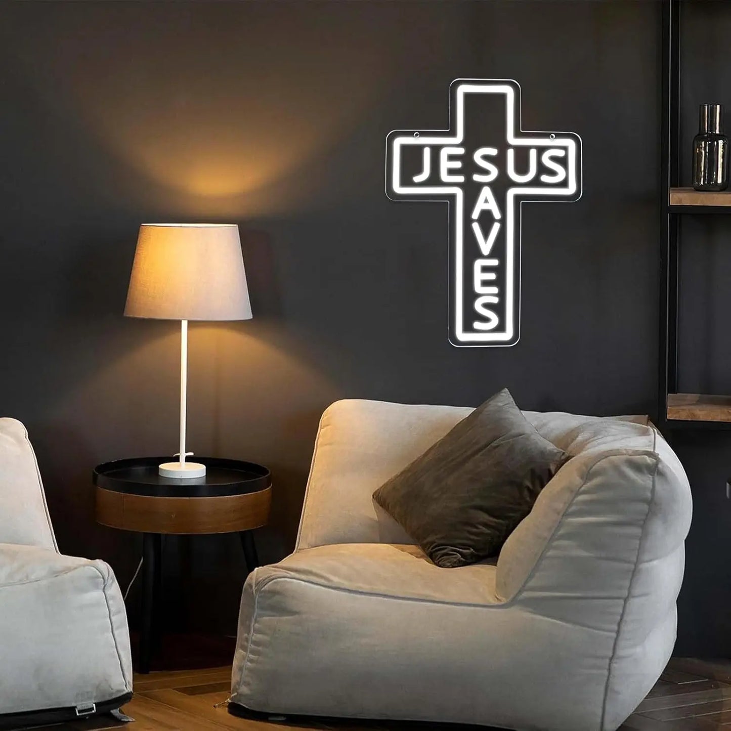 Jesus Saves LED Neon Cross Sign