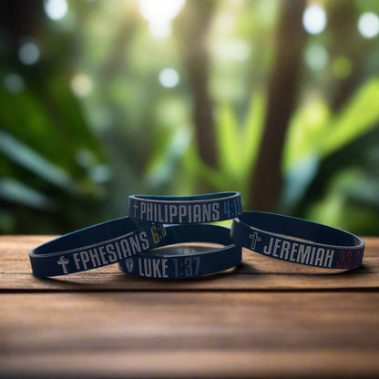 Christian Bible Verse Wristbands – LUKE, PHILIPPIANS, JEREMIAH, EPHESIANS (1pc/4pcs)