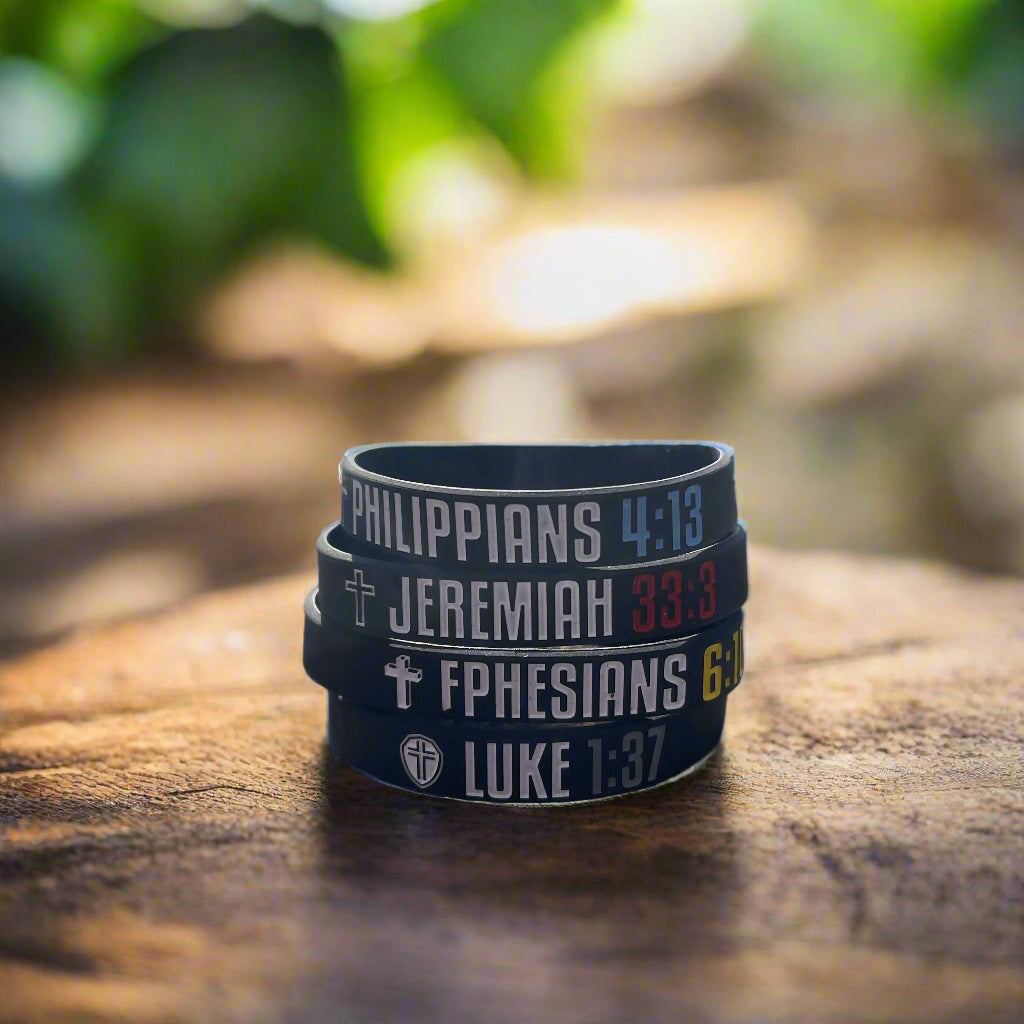Christian Bible Verse Wristbands – LUKE, PHILIPPIANS, JEREMIAH, EPHESIANS (1pc/4pcs)