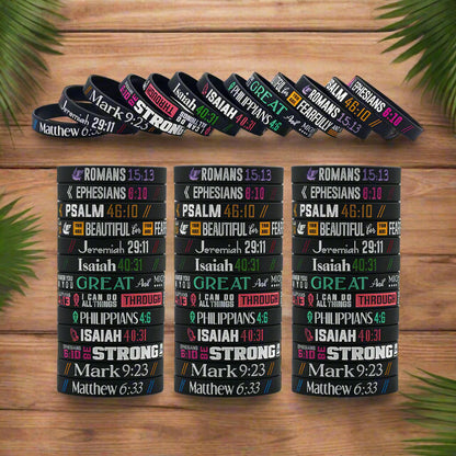 100 / 200 / 300 Bible Verse Wristbands – Grace Revived Bulk Ministry Pack