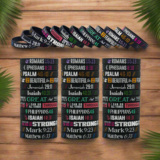 100 / 200 / 300 Bible Verse Wristbands – Grace Revived Bulk Ministry Pack