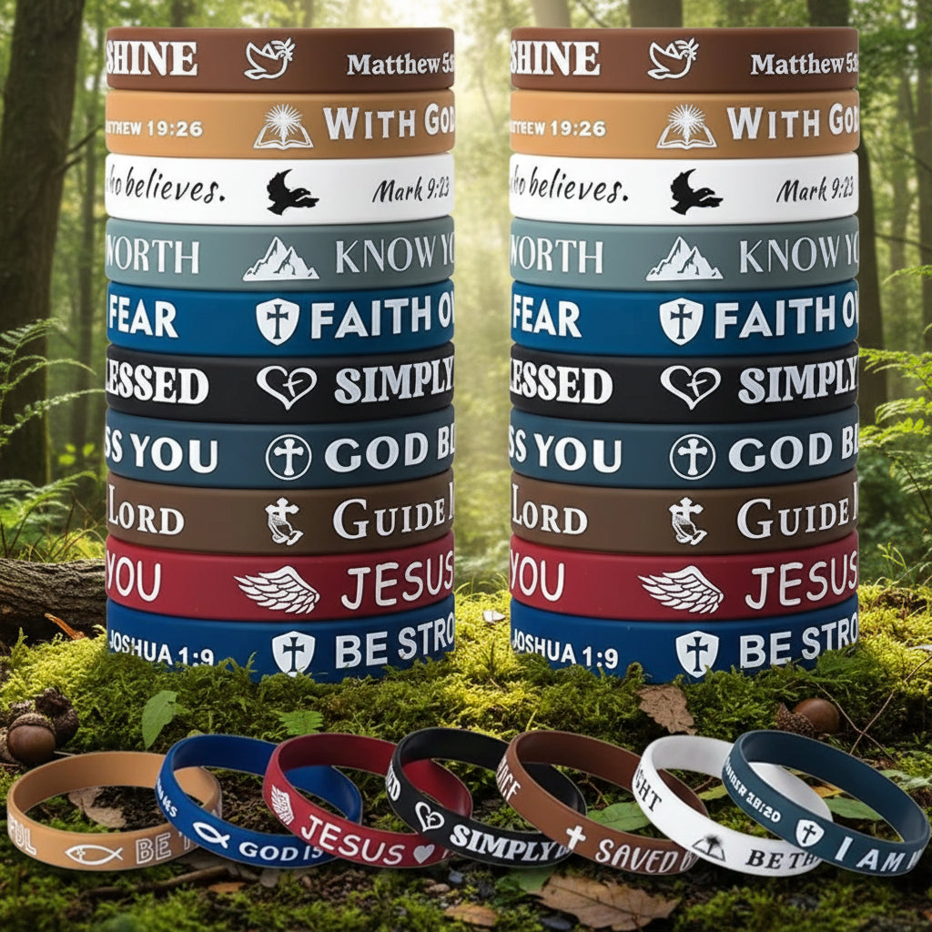10-Pack Inspirational Bible Verse Wristbands