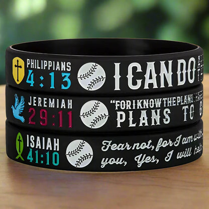 Baseball Inspirational Bible Verse Wristbands (1pc/3pcs)